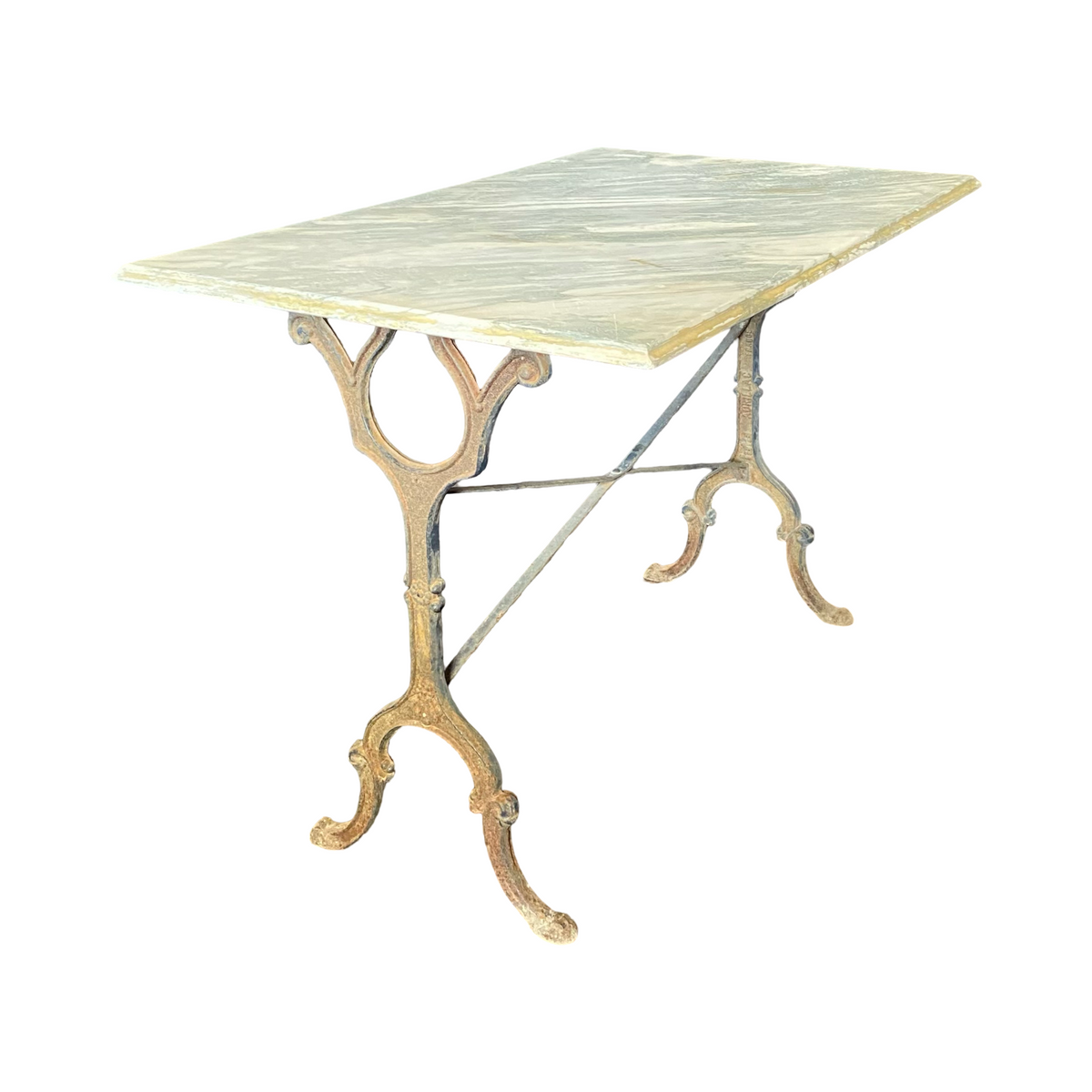 テーブル・机 Antique Cafe table 60 iron leg French Marble Top Cafe Table or Bistro Table with Great Art