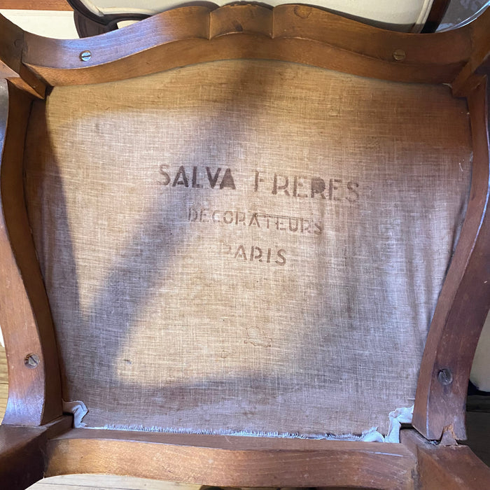 Antique French Dining Chairs or Side Chairs Set of 6 XV 19th Century Salva Freres Paris with New Upholstery