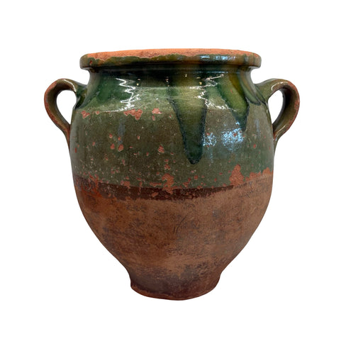 French Confit Pot with Green Glaze from the 19th Century #9071