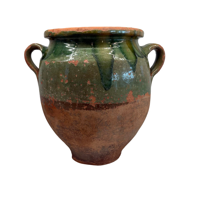 French Confit Pot with Green Glaze from the 19th Century #9071