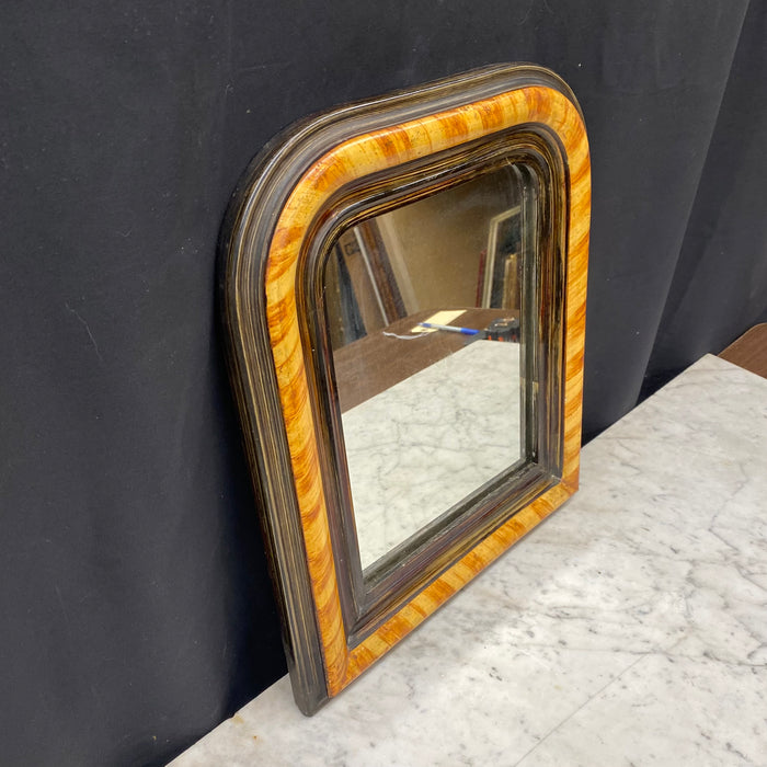 Antique French Louis Philippe Faux Bois Painted Wood Mirror