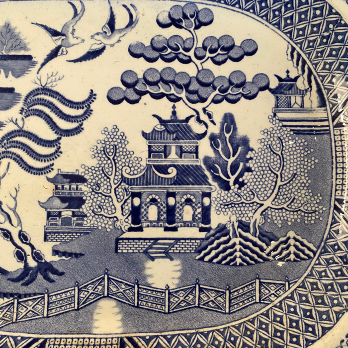 Rare 19th Century English Warranted Stone China Serving Platter Blue and White with Chinoiserie Decoration