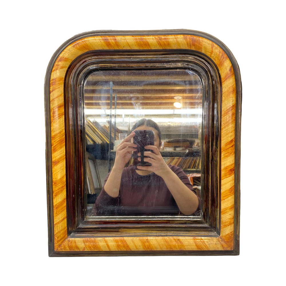 Antique French Louis Philippe Faux Bois Painted Wood Mirror