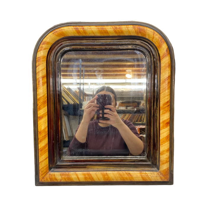 Antique French Louis Philippe Faux Bois Painted Wood Mirror