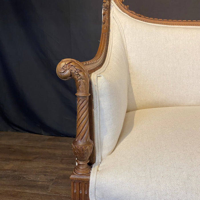 Antique French Sofa or Loveseat Louis XVI with Exquisite Carving, 19th Century