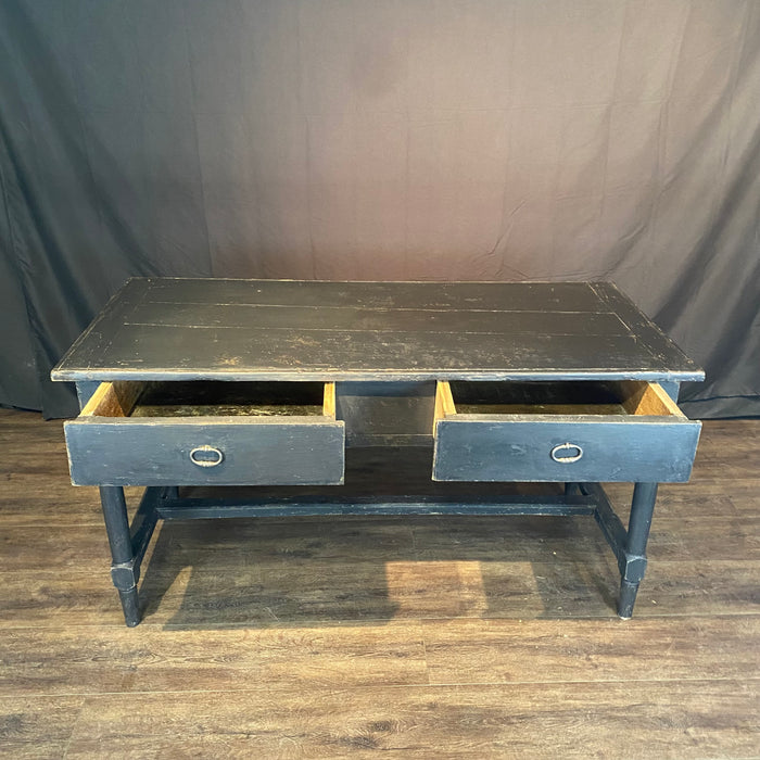 Antique French Louis XVI Desk, Console, Desk, Sofa Table, Kitchen Island or Dining Table Painted Ebony