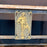 Stunning French Balcony Console Table with Marble Top & Gold Figural Wrought Iron Panel