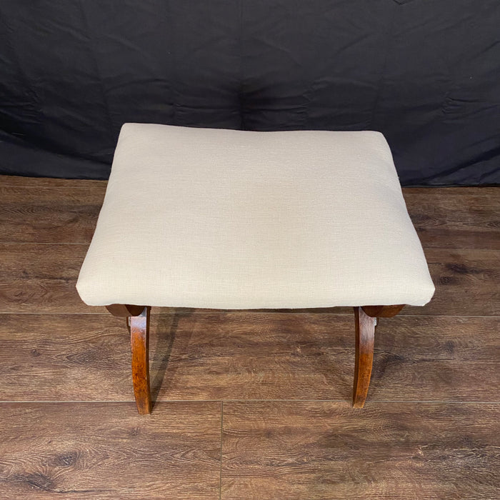 Antique French Biedermeier Scissors Stool, Bench or Small Ottoman with New Upholstery