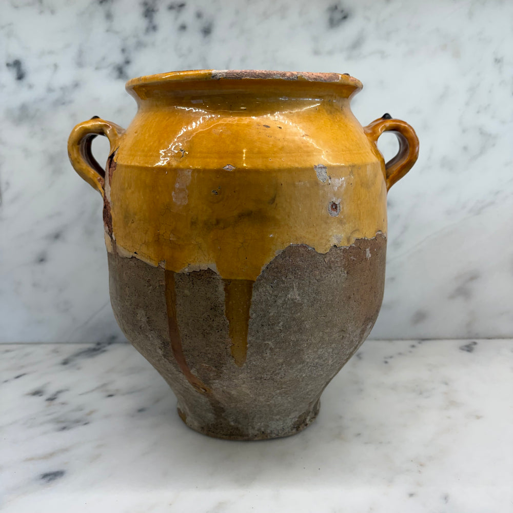 French Confit Pot with Yellow Glaze from the 19th Century #9070