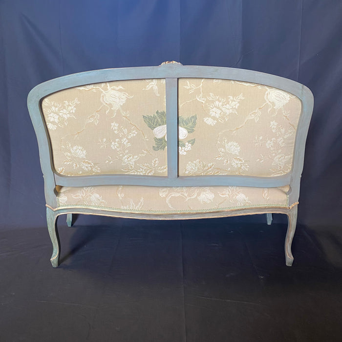 French Louis XV Painted Sofa and Two Fauteuils or Armchairs Parlor or Salon Set from St. Tropez, France