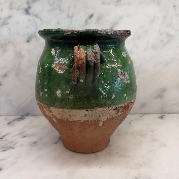 French Confit Pot with Green Glaze from the 19th Century #8687