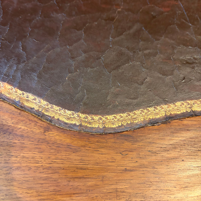 Antique French Louis XV Side Table or Desk with Inlaid Embossed Leather Top