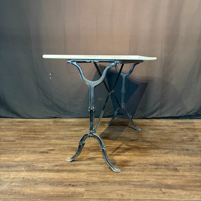 Antique French Marble Top Cafe and Bistro Table with Cast Iron Base