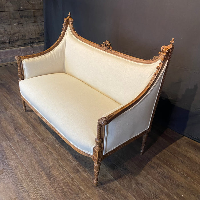 Antique French Sofa or Loveseat Louis XVI with Exquisite Carving, 19th Century