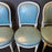 Fine Set of 6 Blue Leather Gold Embossed French Louis XVI Painted Dining Chairs