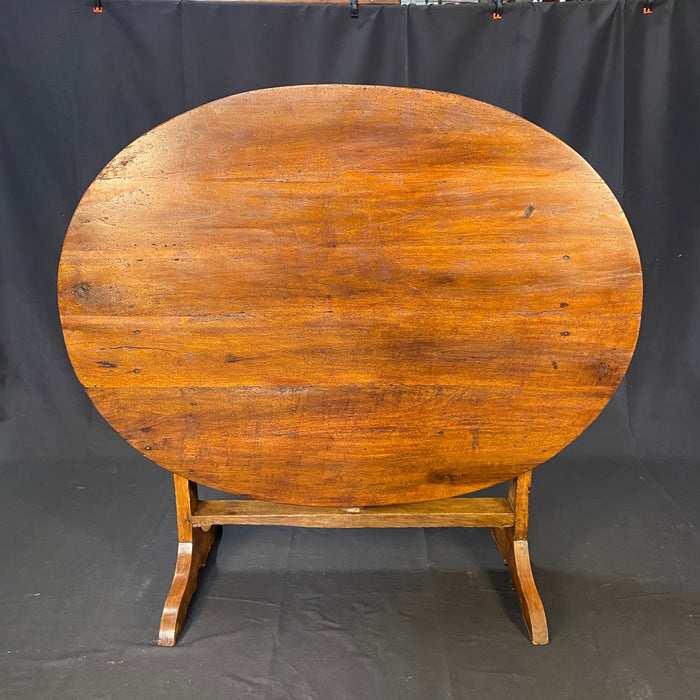 Large Oval Cherry French Early 19th Century Vigneron or Tilt-Top Walnut 'Table De Vendange' or Wine Tasting Table