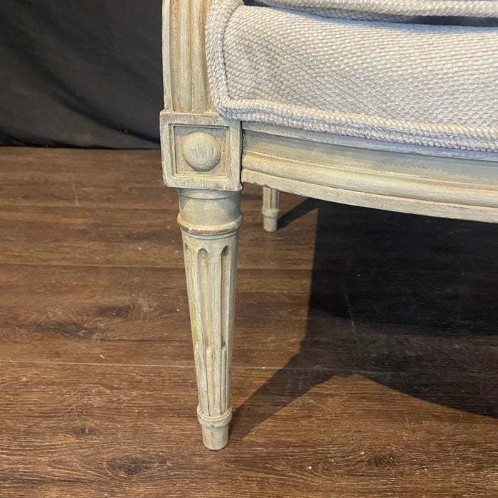 Pair of 19th Century French Louis XVI Painted Bergère Chairs or Armchairs with New Upholstery