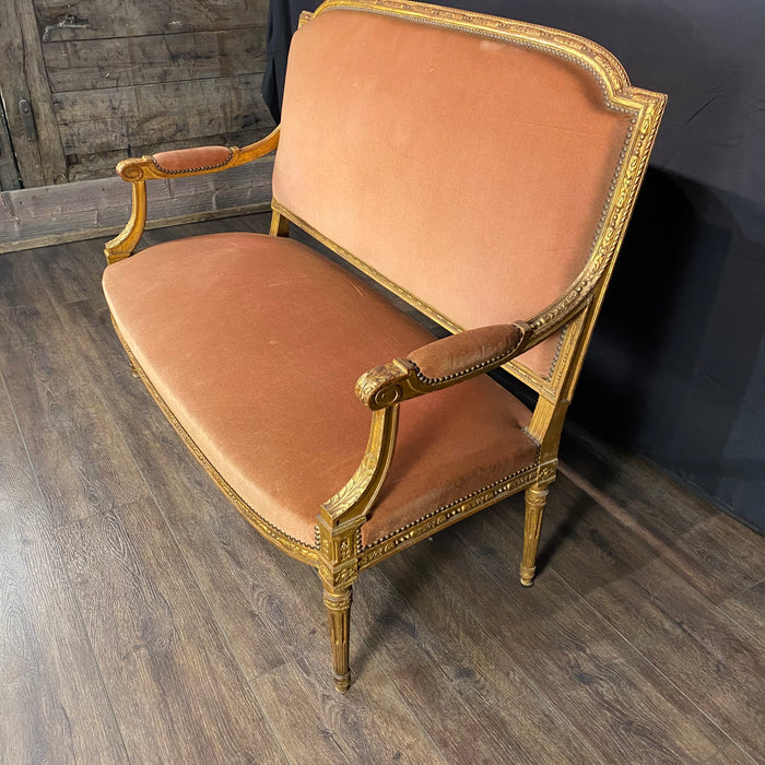 Antique French Louis XVI Salon Suite | Sofa or Canapé, Pair of Armchairs or Fauteuils & Pair of Side Chairs