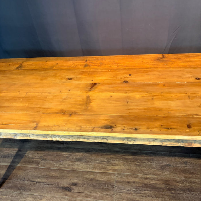 French Provincial Farmhouse Dining Table with Plank Top and Tapered Legs