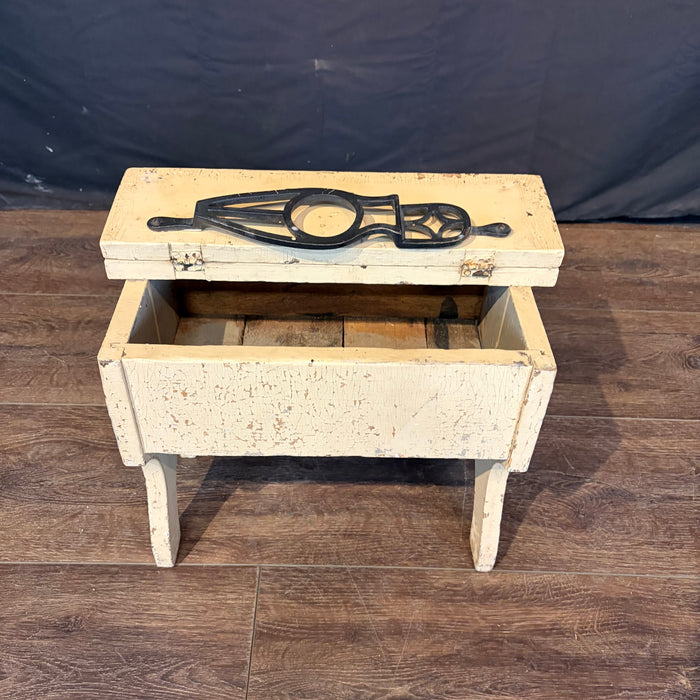 Antique Primitive Shoe Shine Bench for Cobbler with Cast Iron Foot Rest