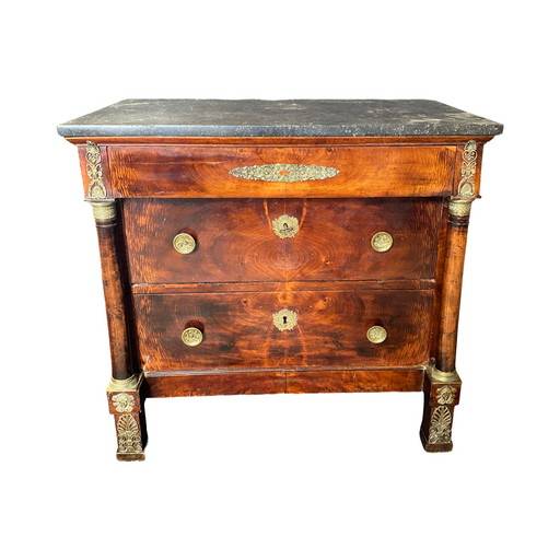 French 19th Century Empire Petite Walnut Commode with Original Marble Top