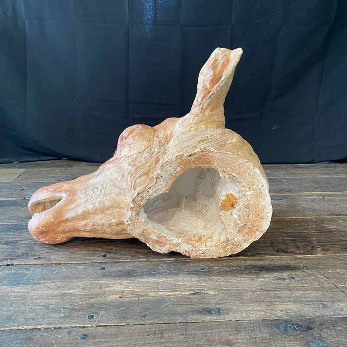 Detailed French Cow Head (Tete de Vache) Sculpture From Butcher's Shop or Boucherie Advertisement - Life Size Architectural Bust