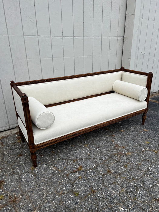 19th Century Rare Carved Swedish Gustavian Sofa Bench, Couch, Loveseat or Settee newly Upholstered