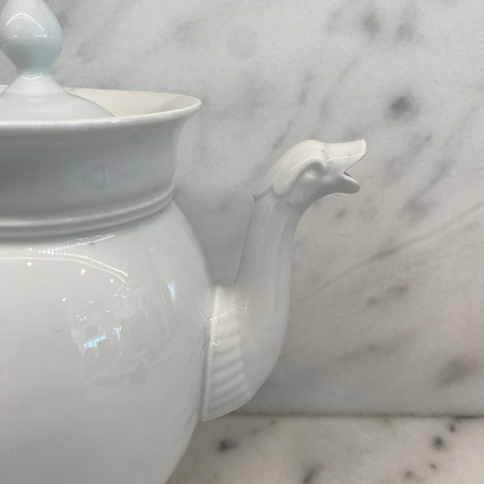 Antique French Porcelain Coffee Pot or Tea Pot with Swan Neck