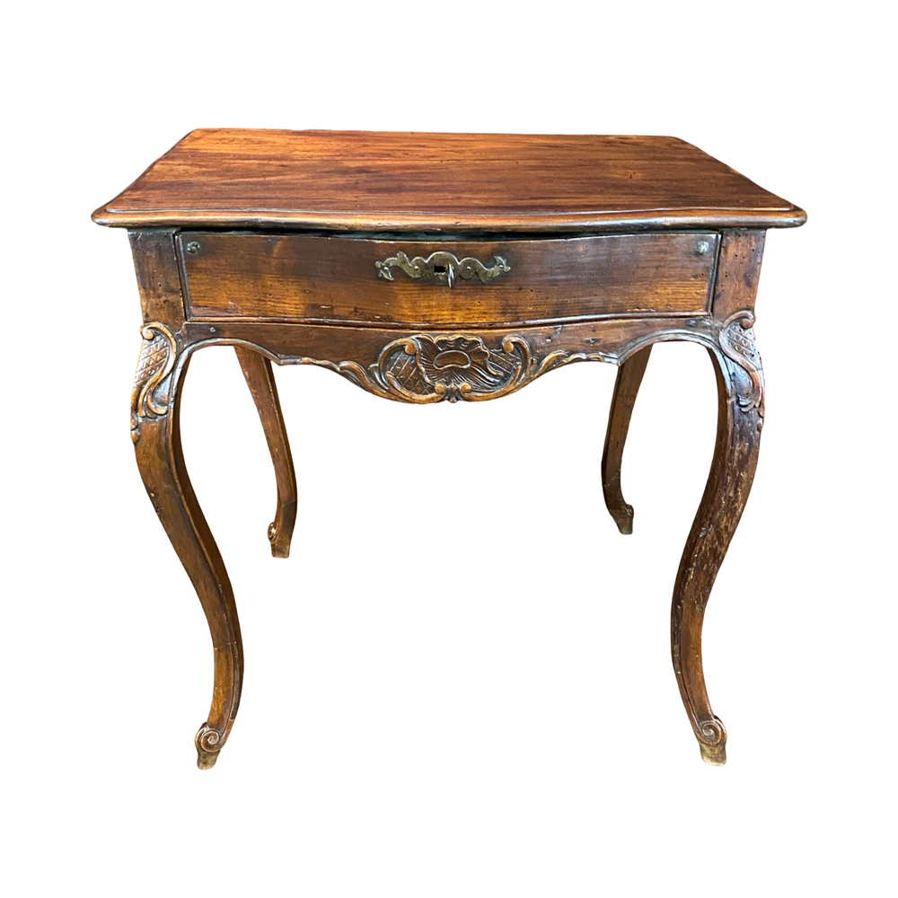 French Early Carved Louis XV Walnut Side Table