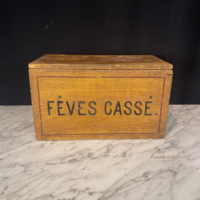 Antique French Box Faux Painted Feves Casse Large Decorative Box Large