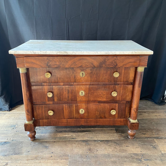 19th Century French Neoclassical Marble Top Commode or Chest of Drawers with Original Keys