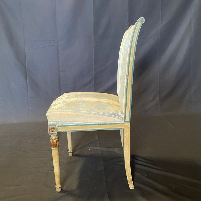 Pair of French Neoclassical Painted Louis XVI Side Chairs or Accent Chairs