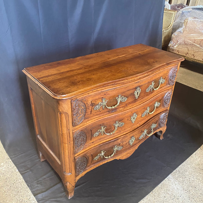 Antique French Carved Louis XV Commode or Chest of Drawers with Exquisite Figural Hardware