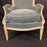 Pair of Antique French Louis XVI Armchairs or Bergere Chairs in Original White Paint and Blue Mohair Upholstery