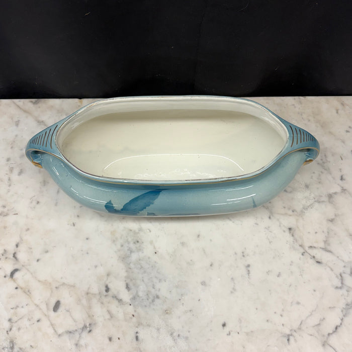 French Faience Three-Piece Vase and Jardinière Set with Swallows by Keller and Guerin
