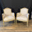 Pair of Intricately Carved French 19th Century Painted Louis XVI Bergere Armchairs with New Neutral Upholstery