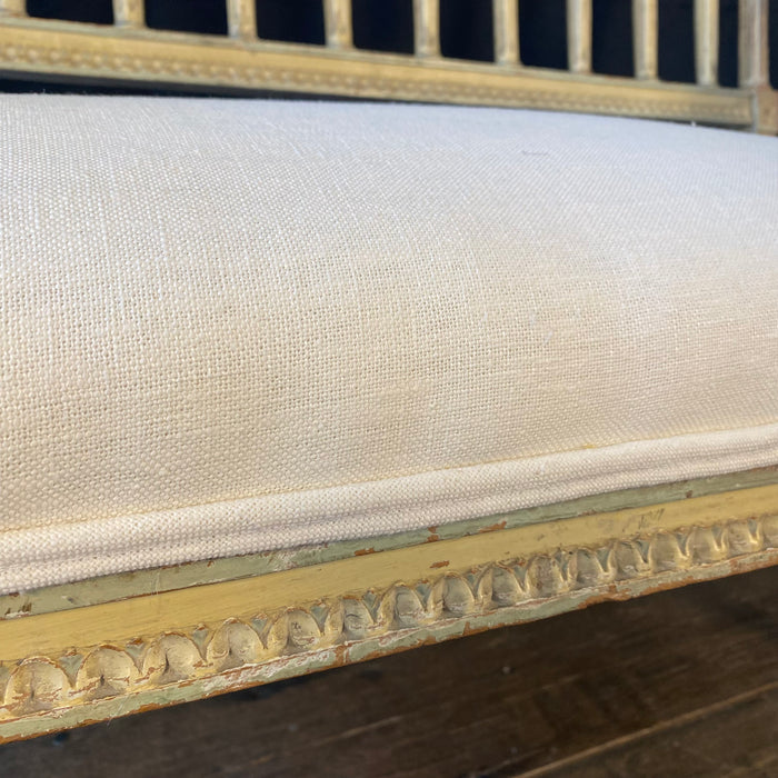 Early 19th Century French Louis XVI Painted Loveseat, Sofa or Settee Bench with New Upholstery