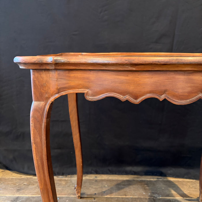 Antique French Louis XV Side Table or Desk with Inlaid Embossed Leather Top