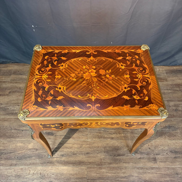 French Marquetry Belle Epoque Game Table, Accent Table, or Occasional Table and with Original Game Pieces