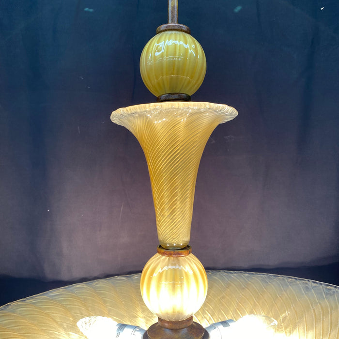 Italian Murano Style Midcentury Glass Ceiling Lamp