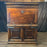 18th Century Spanish Baroque Walnut Bargueno or Vargueno Fall-Front Writing Desk Cabinet Spanish Cabinet "Bargueño" or Vargueno on Stand, Original Wrought Iron and Keys