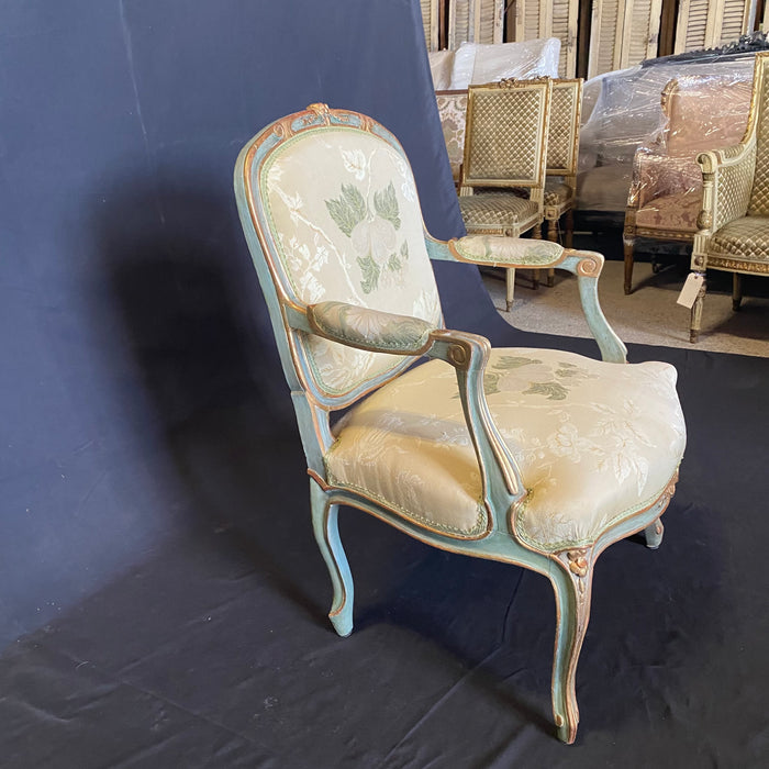 French Louis XV Painted Sofa and Two Fauteuils or Armchairs Parlor or Salon Set from St. Tropez, France