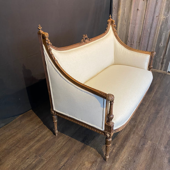 Antique French Sofa or Loveseat Louis XVI with Exquisite Carving, 19th Century