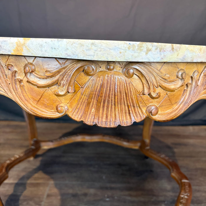 French Louis XV Marble Top Coffee Table with Exceptional Carving