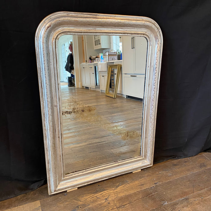 French Antique French 19th Century Silver Gilt Louis Philippe Wall Mirror