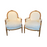 Pair of French Louis XVI Carved Walnut Armchairs or Bergere Chairs