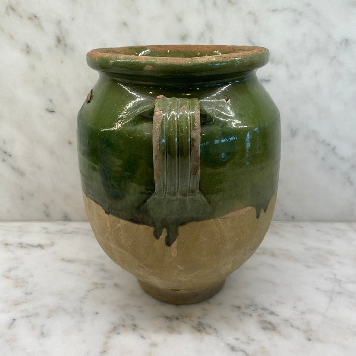French Confit Pot with Green Glaze from the 19th Century #8883