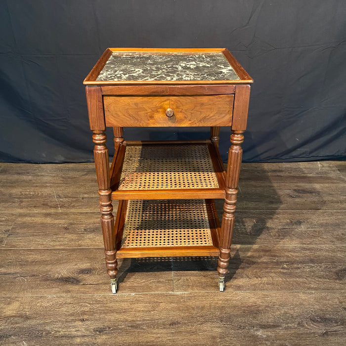 French Louis Philippe Etagere, Side Table, Accent Table or Nightstand with Inset Marble Top