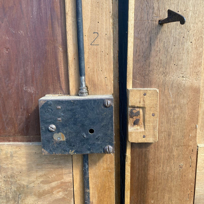 Set of 6 French Antique Walnut Doors (3 Pairs) with Original Keys in the Shape of Numbers 1, 2 and 3