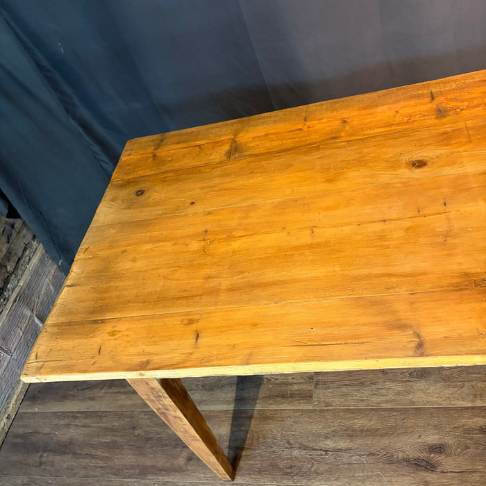 French Provincial Farmhouse Dining Table with Plank Top and Tapered Legs